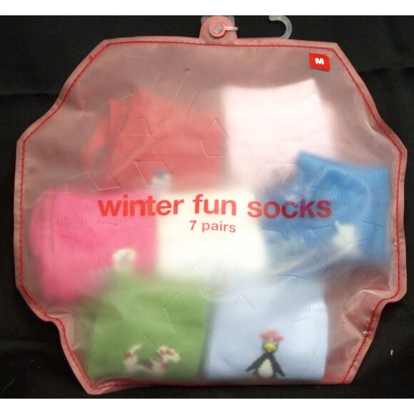 NEW GAP Kids Winter Fun Socks 7 Pairs Snowman Candy Canes Dog Ice Skates Penguin - Picture 1 of 16